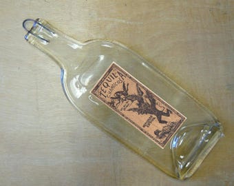FREE SHIPPING Tequila Chamucos Slumped Melted Flattened Wine Bottle Cheese Tray Spoon Rest Eco Gift