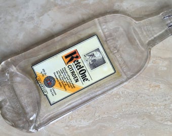 FREE SHIPPING Ketel One Vodka // Standart  Slumped Melted Flattened Wine Bottle Cheese Tray Spoon Rest Eco Gift