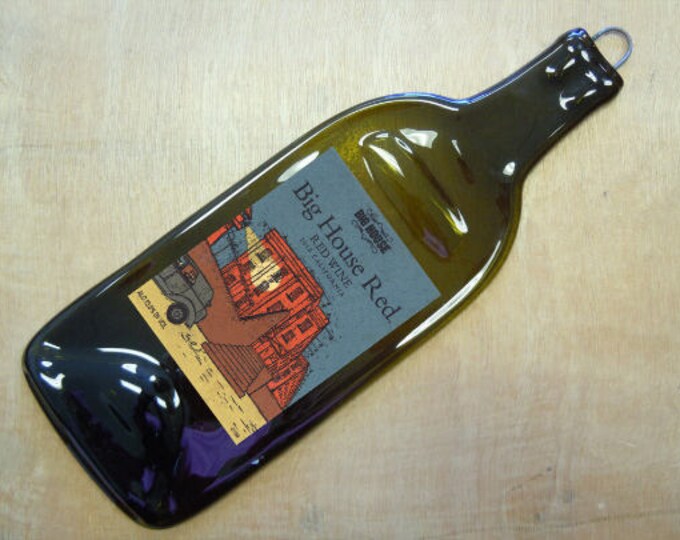 FREE SHIPPING Big house Red California Wine Slump  Flat Wine Bottle Cheese Tray Spoon Rest Glass Eco Gift