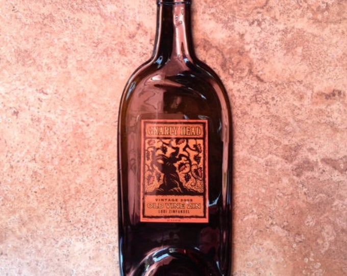 Free Shipping Gnarly Head Vintage 2005 Old Vine Zin Lodi Zinfandel Slumped Melted Flat Wine Bottle Tray Spoon Rest Glass Plate Gift