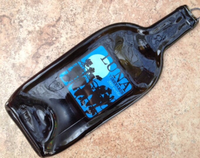 Free Shipping Luna Merlot 2005 Wine Slumped Melted Flattened Flat Bottle Tray Spoon Rest Glass Plate Gift