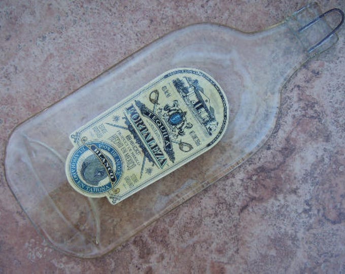 Free shipping Fortaleza Blanco Tequila Mexico Slump  Flat Wine Bottle Cheese Tray Spoon Rest Glass Eco Gift