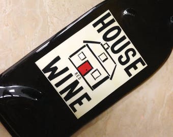 Free Shipping House Red Wine Slumped Melted Flat Wine Bottle Cheese Tray Spoon Rest Glass Plate Wall Deco Eco Gift