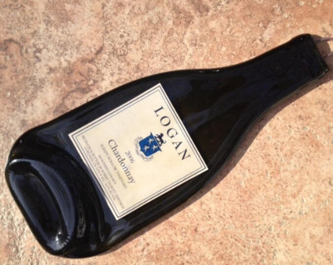 Logan Chardonnay  Slump  Flat Wine Bottle Cheese Tray Spoon Rest Glass Eco Gift