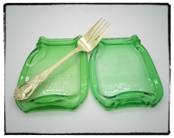 Free Shipping...Set of Two Melted Mason Jar,"pint size"  Cute Spoon Rest, Cheese butter appetizer Tray, coaster, dish soap ..