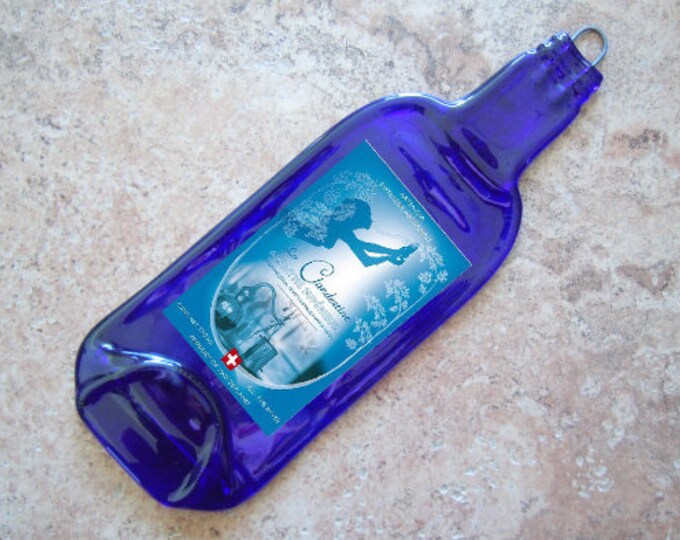 Free Shipping Artemisa La Chandestine Absinthe Cobalt Blue Slumped Melted Flattened Flat Wine Bottle Tray Spoon Rest Glass Plate Gift