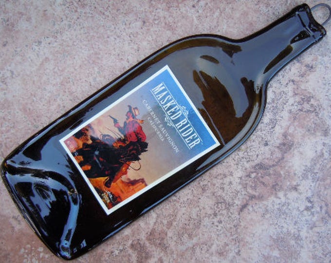 Free shipping Masked Rider Cabernet Slump  Flat Wine Bottle Cheese Tray Spoon Rest Glass Eco Gift