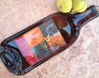 Free Shipping Sartori di Verona Italy Pinot Noir Slumped Melted Flattened Flat Wine Bottle Tray Spoon Rest Glass Plate Gift