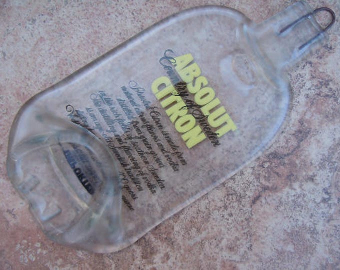 Absolut Citron Vodka  Slumped Melted Flattened Flat Bottle Cheese Tray Spoon Rest Glass Plate Eco Gift