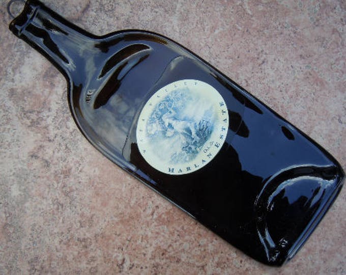 FREE SHIPPING Harlan Estate Oakville Napa Wine Slump  Flat Wine Bottle Cheese Tray Spoon Rest Glass Eco Gift