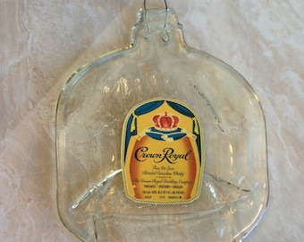 FREE SHIPPING Crown Royal Canadian Whisky Original Ireland version Slumped Flat wine bottle elegant cheese tray spoon rest Great Eco Gift