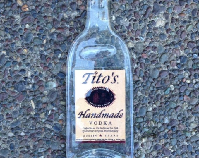 FREE SHIPPING Tito's Titos Texas Vodka Slumped Melted Flattened Wine Bottle Cheese Tray Spoon Rest Eco Gift