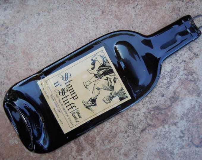 Free shipping Stomp N Stuff Sirah Monterey Slump  Flat Wine Bottle Cheese Tray Spoon Rest Glass Eco Gift