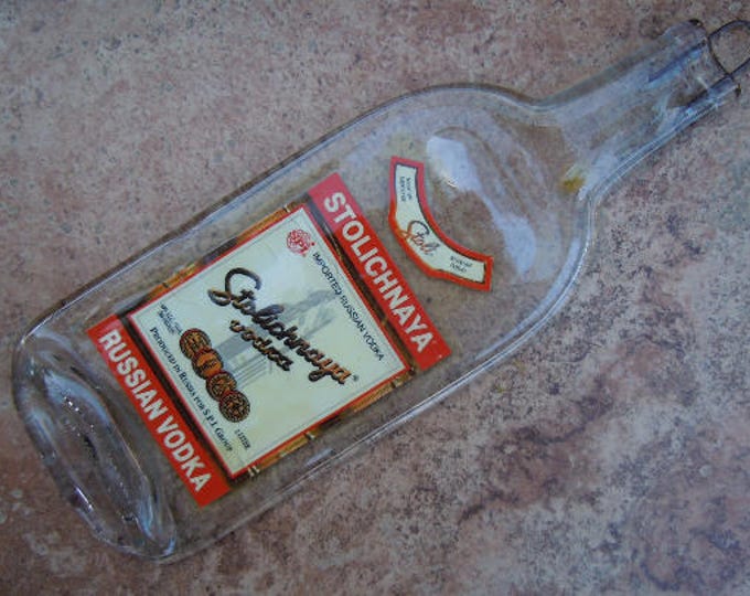 Stolichnaya Russian Vodka Flat Bottle Cheese Tray Spoon Rest Glass Plate Eco Gift