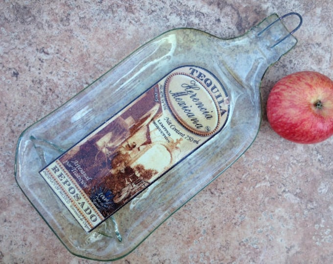 FREE SHIPPING Herencia Mexicana Tequila Slumped Flattened bottle elegant cheese tray spoon rest glass plate eco gift