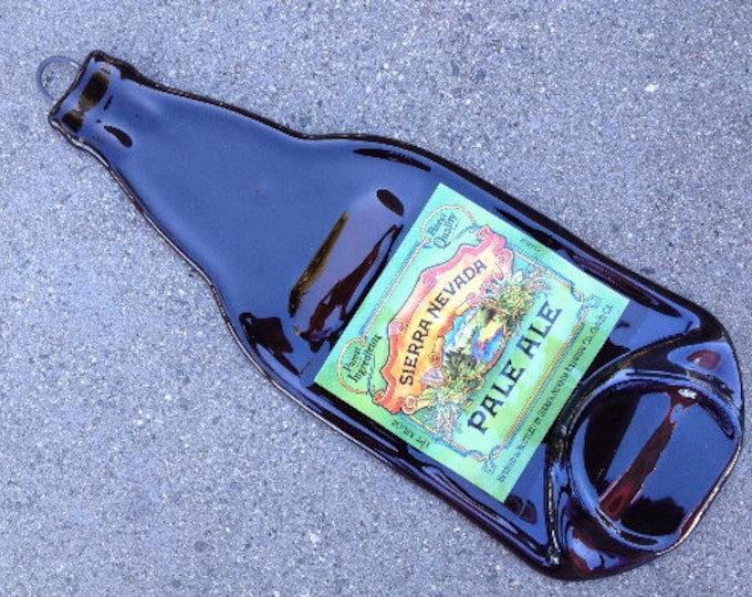 Free shipping Sierra Nevada Pale Ale Beer Slumped Melted Flattened Wine Bottle  Spoon Rest Glass Plate Eco Gift