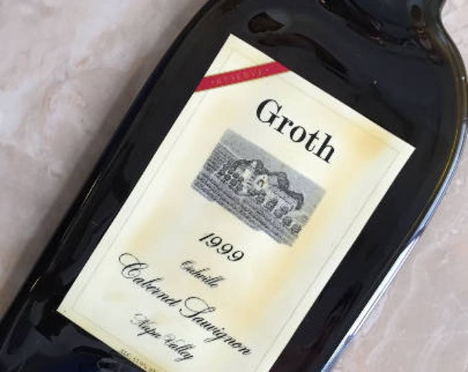 FREE SHIPPING Groth Oakville Cabernet Sauvignon Melted Flat Wine Bottle Spoon Rest Glass Plate Eco Gift