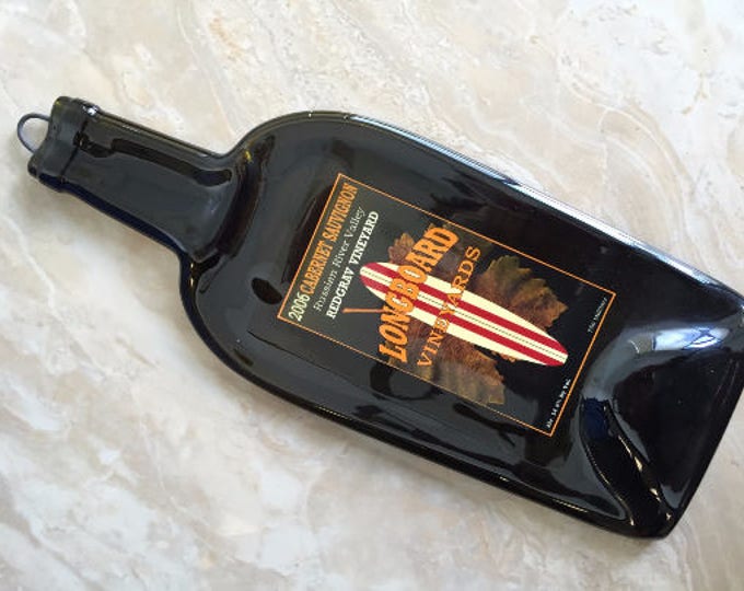 Free Shipping LONGBOARD VINEYARDS // Wine Slumped Melted Flattened Flat Wine Bottle Cheese Tray Spoon Rest Glass Plate Eco Gift