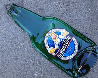 Free shipping St Pauli Girl Lager German Beer Slumped Melted Flattened Wine Bottle Spoon Rest Glass Plate Eco Gift