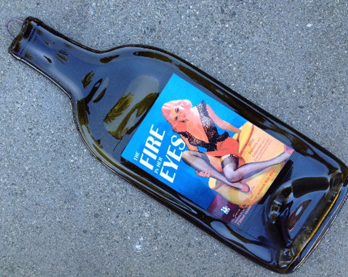 Free Shipping Some Young Punk Fire in her eyes Slumped Melted Flattened Flat Bottle Tray Spoon Rest Glass Plate Gift