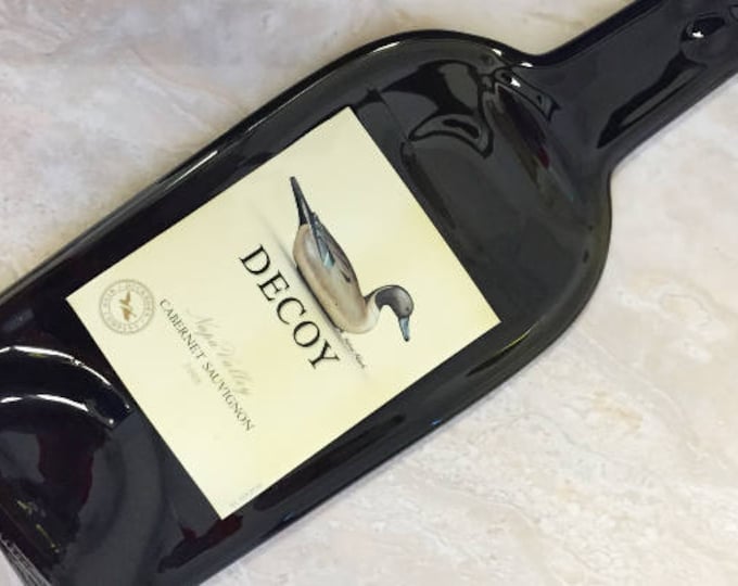 FREE SHIPPING DECOY - Napa Valley WineSlump  Flat Wine Bottle Cheese Tray Spoon Rest Glass Eco Gift