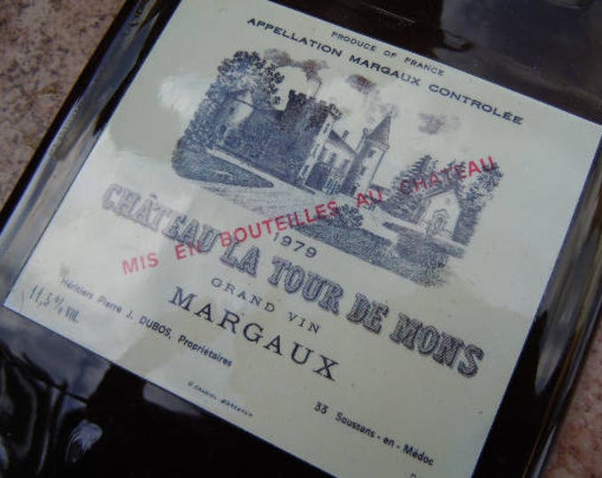 FREE SHIPPING Chateau La Tour De Mons 1979 Margaux Grand Vin Slump  Flat Wine Bottle Cheese Tray Spoon Rest Glass Eco Gift