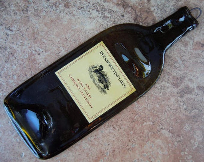 Free Shipping Duckhorn 2006 Cabernet Wine Slumped Melted Flattened Flat Bottle Cheese Tray Spoon Rest Glass Plate Gift