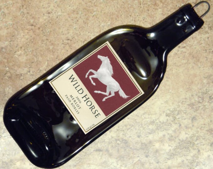 Free Shipping Wild Horse Merlot Slumped Melted Flattened Flat Wine Bottle Tray Spoon Rest Glass Plate Gift