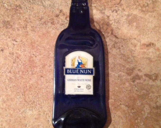 Free Shipping Blue Nun German White Wine Cobalt Blue Slumped Melted Flattened Flat Wine Bottle Tray Spoon Rest Glass Plate Gift