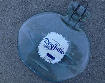 FREE SHIPPING Don Julio Bianco Tequila Mexico Slumped Flattened bottle elegant cheese tray spoon rest glass plate eco gift