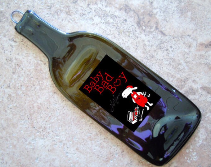 Free Shipping Bad Baby Boy Merlot Wine Slumped Melted Flattened Flat Bottle Tray Spoon Rest Glass Plate Gift