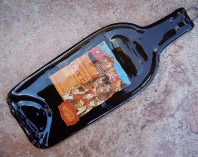 Free Shipping Molly Dooker Carnaval of Love Slumped Melted Flat Wine Bottle Tray Spoon Rest Glass Plate Gift