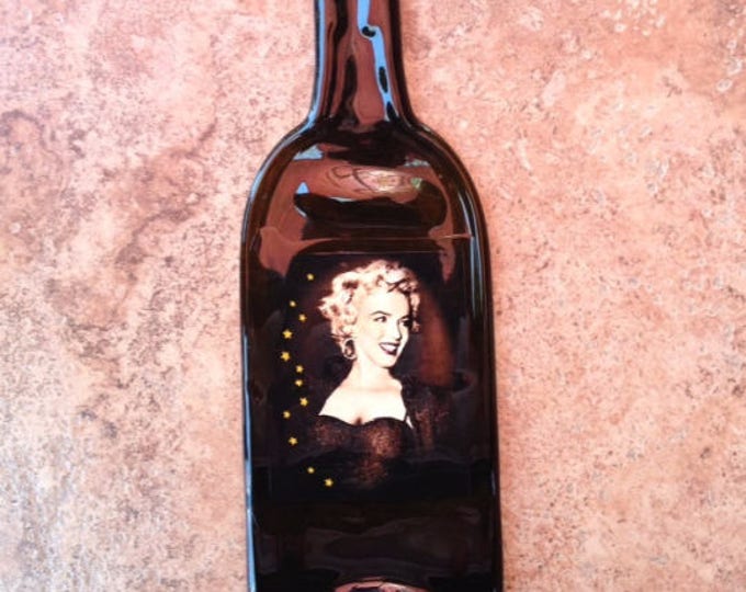Free Shipping Marylin Monroe Wine Slumped Melted Flattened Flat Bottle Tray Spoon Rest Glass Plate Gift