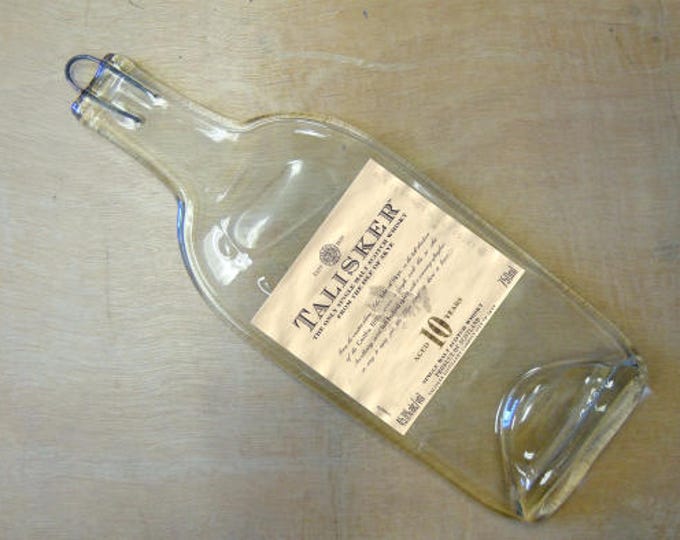 FREE SHIPPING Talisker Single Malt Scotch Whisky 10 Years Slumped Flattened bottle elegant cheese tray spoon rest glass plate eco gift