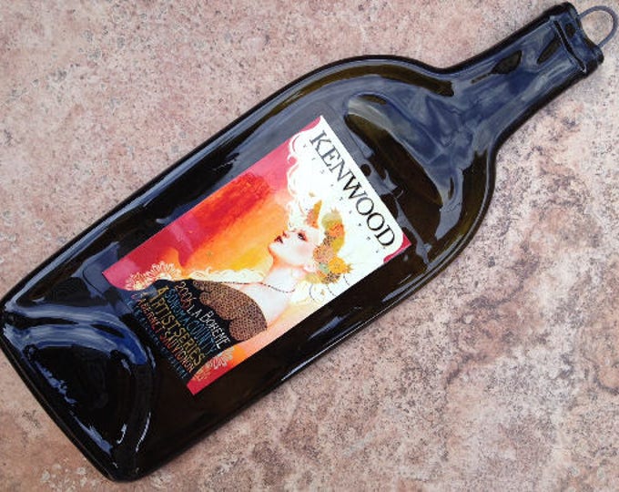 FREE SHIPPING Kenwood Estate La Boheme Artist Series Slump  Flat Wine Bottle Cheese Tray Spoon Rest Glass Eco Gift