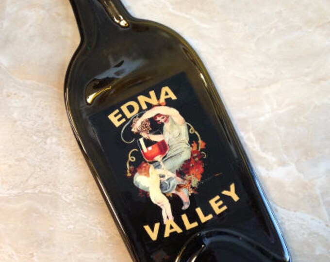 Free Shipping EDNA VALLEY //  Slumped Melted Flattened Flat Bottle Tray Spoon Rest Glass Plate Gift