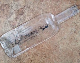 FREE SHIPPING Chopin Polish Potato Vodka Slump  Flat Wine Bottle Cheese Tray Spoon Rest Glass Eco Gift