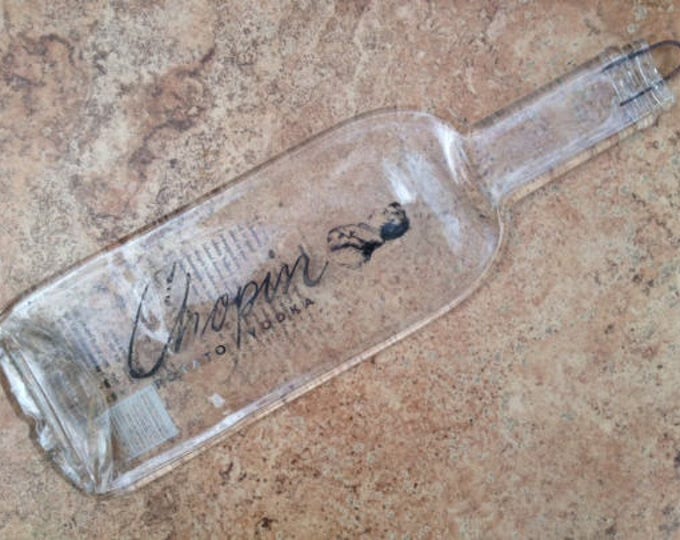 FREE SHIPPING Chopin Polish Potato Vodka Slump  Flat Wine Bottle Cheese Tray Spoon Rest Glass Eco Gift