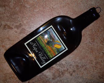 Free Shipping Napa Art Edition Baloon Ride Watercolor Slumped Melted Flattened Flat Wine Bottle Tray Spoon Rest Glass Plate Gift