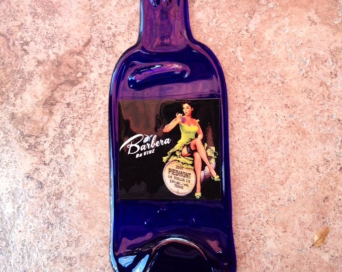 Free shipping Barbera Piedmont Italy Slumped Melted Flattened Wine Bottle  Spoon Rest Glass Plate Eco Gift Inactive