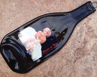 Free Shipping Marylin Monroe Blonde de Noirs Wine Slumped Melted Flattened Flat Bottle Tray Spoon Rest Glass Plate Gift