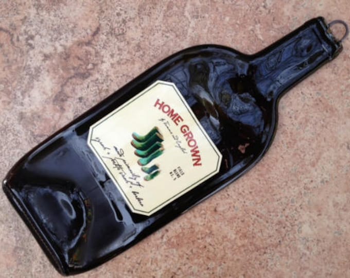 FREE SHIPPING Oregon Home Grown Syrah  Slump  Flat Wine Bottle Cheese Tray Spoon Rest Glass Eco Gift