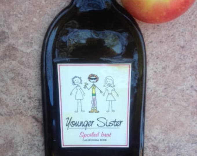 FREE SHIPPING Little Younger Sister Spoiled Brat California Wine Slump Melted Flat Wine Bottle Cheese Tray Spoon Rest Glass Eco Gift