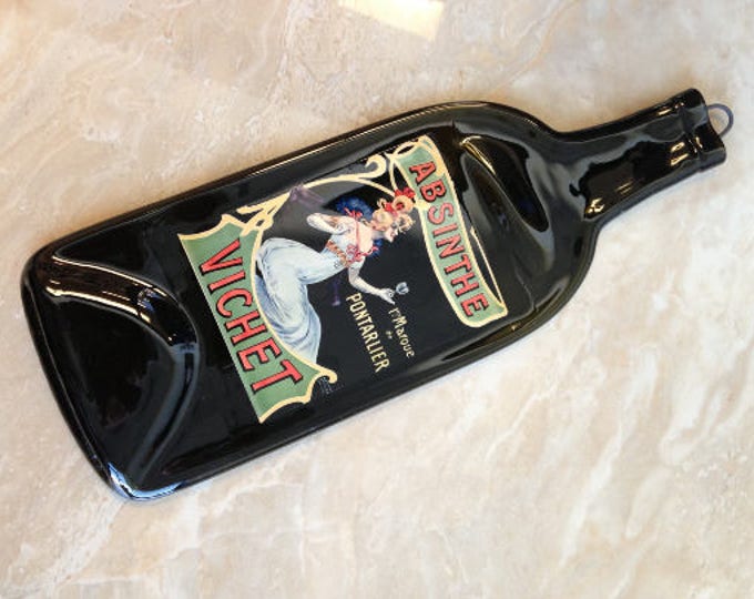 FREE SHIPPING Absinthe VICHET Slumped Flattened bottle elegant cheese tray spoon rest glass plate eco gift
