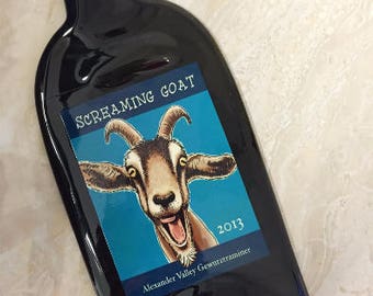 Free Shipping Screaming Goat - Wine Melted Flattened Flat Bottle Tray Spoon Rest Glass Plate Gift