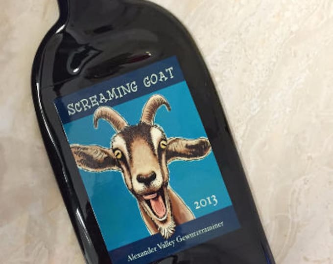 Free Shipping Screaming Goat - Wine Melted Flattened Flat Bottle Tray Spoon Rest Glass Plate Gift