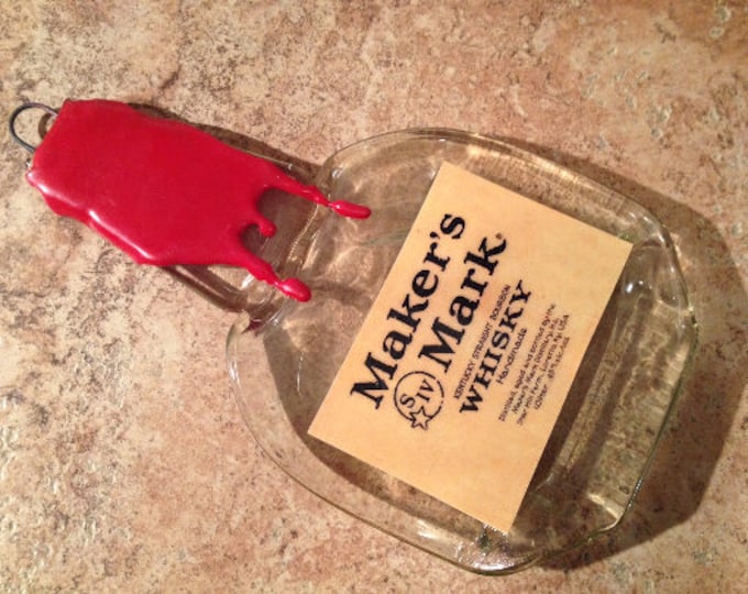 FREE SHIPPING Maker's MarkKentucky Streight Bourbon Whisky Whiskey Slumped Flat bottle elegant cheese tray spoon rest Great Eco Gift