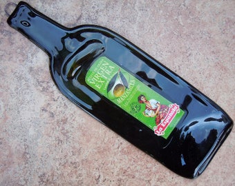 Free Shipping Manzanilla Extra Virgin Olive Oil Slumped Melted Flat Wine Bottle Tray Spoon Rest Glass Plate Gift