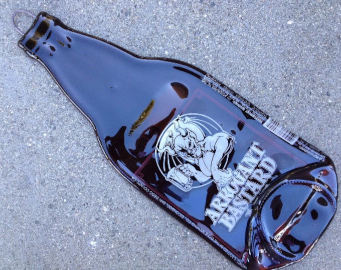Free shipping Arrogant Bastard Beer Slumped Melted Flattened Wine Bottle Spoon Rest Glass Plate Eco Gift