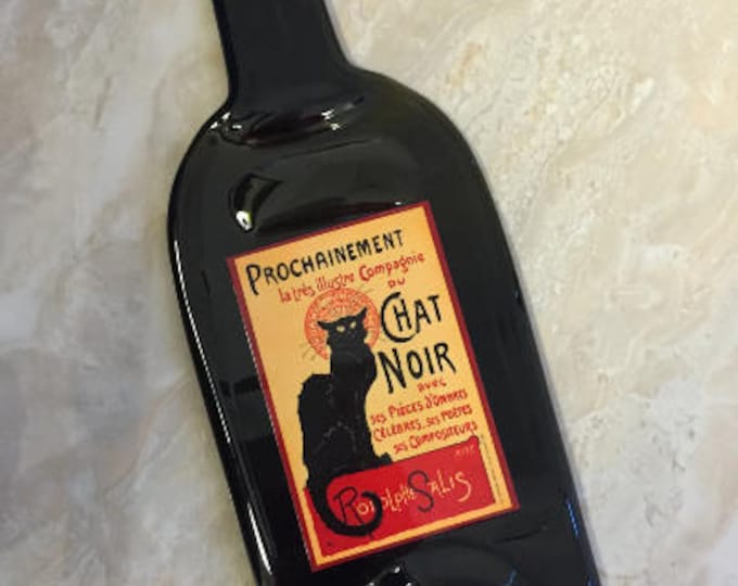 PROCHAINEMENT - Chat Noir Wine Slumped Melted Flattened Flat wine bottle elegant cheese tray spoon rest Great Eco Gift